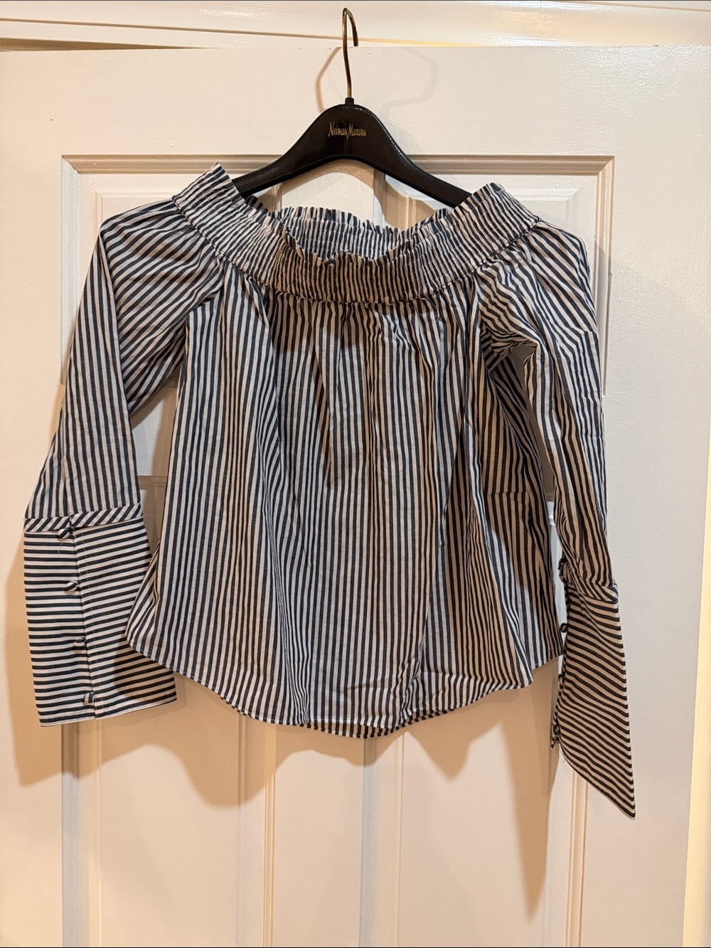 Derek Lam 10 Crosby Striped Off-the-Shoulder Blouse - Size 4